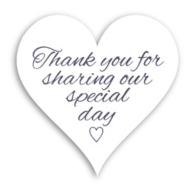 Thank You for Sharing our Special Day Stickers for Wedding Favours, White Labels tags - Set of 72