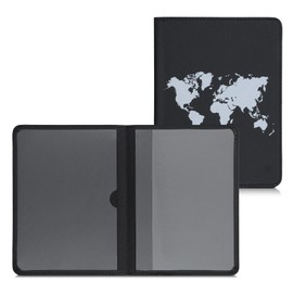 kwmobile Vehicle Registration Certificate Case with Card Slots – Faux Leather Case Italian Registration Certificate – Travel Outline White Black, white black, Travel Outline 02-01