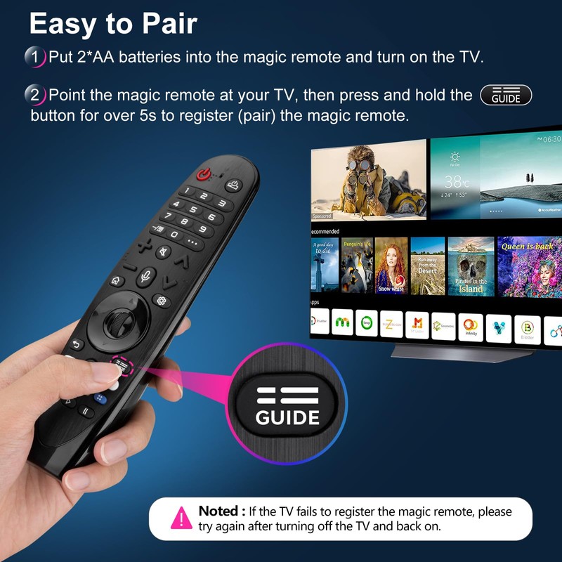 Voice Magic Remote for LG OLED QNED NanoCell Webos Smart