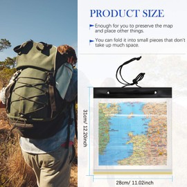 Sumind Waterproof Card Case Transparent Map Cover Camping Cards Bag PVC Hiking Map Holder with Clear Window and Neck Strap for Hiking Camping 31 x 28 cm (1)