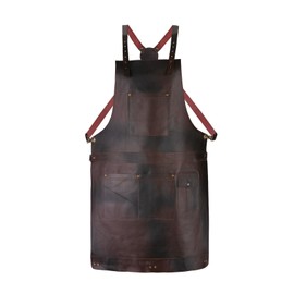 Tanner London Premium Full Grain Leather Apron, Crossbody Bib Design, Dark Brown, Unisex (Brown)