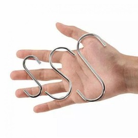 AIMALL Stainless Steel S Shape Hooks Kitchen Hanger Rack Clothes Hanging Plant Holders - Rust-Resistant & Safe Design with Ball Stoppers