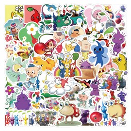 54pcs Pikmin Stickers Lnteresting Cartoon Game Water Bottle Decal Waterproof Vinyl Youth Graffiti Sticker Pack Laptop,Suitcase,Scrapbook,Skateboard,Guitar,Bicycle,Party Gift DIY Decoration