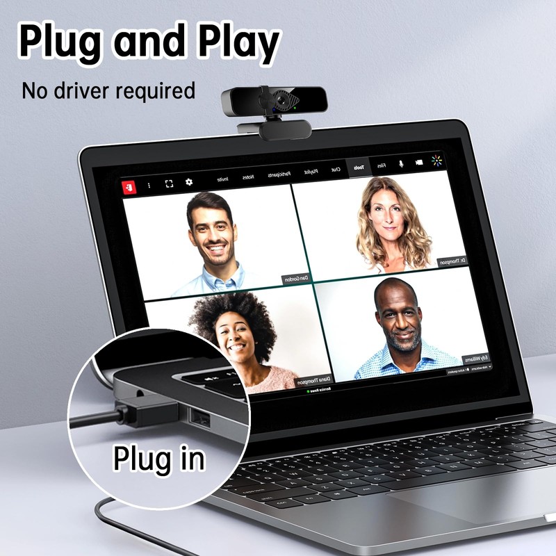 Makerstep Webcam for PC,HD 2K 1080P/30fps USB Webcam with Microphone,120°View