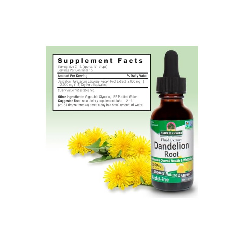 Nature's Answer | Dandelion Root, 2 000 Mg, 1 Oz