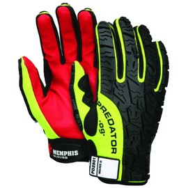 MCR Safety PD2901XXL Predator Textured PU Coated Synthetic Leather Palm, High Visibility, Spandex Tire Tread Back Gloves, Lime, 2X-Large, 1 Pair