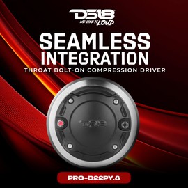 DS18 PRO-D22PY.8 2" Throat Bolt-On Compression Driver 640 Watts Max Power 2" Polyimide Voice Coil 106 dB, Pro Car Audio High Efficiency, Compression Horn Driver - Single