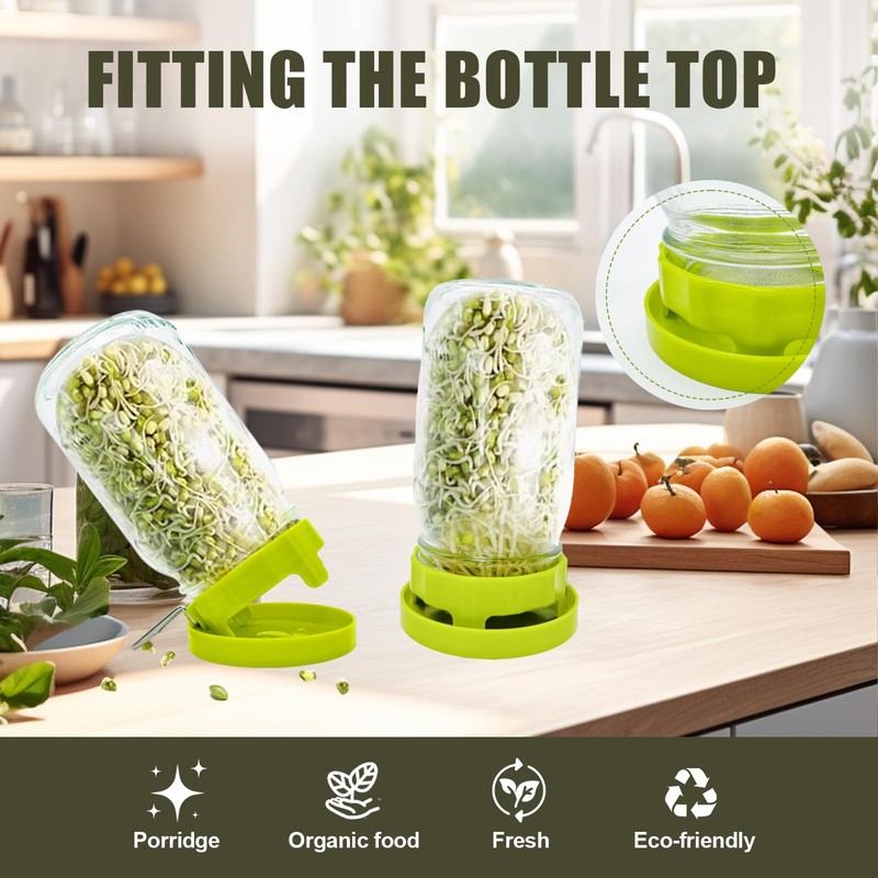HANTUSWUS Sprouting Lids, Mason Jar Lids Wide Mouth-Sprouting Trays For