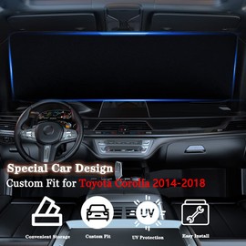 YOFAMO Car Front Windshield Sun Shade Foldable Sunshade Protector Custom for Corolla Sedan 2014 2015 2016 2017 2018 Accessories Sun Visor Protector Blocks UV Rays Keep Your Car Cooler(Black)