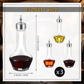 Teenyyou 3 Pcs Bitters Bottle Set 1.7 oz Glass Dash Bottle with Dasher Top for Cocktail Bartender Home Bar (Silver)