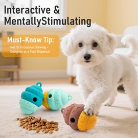 Mabnuby Dog Puppy Treat Dispensing Toy Silicone Puzzle Slow Food Licking Mini Feeder Honeycomb Interactive Toys for Small Medium Breeds Dogs Travel Brown & Yellow