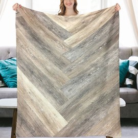 Caramel Brown Grey Beige Farmhouse Barn Wood Flannel Fleece Throw Blankets 50"X40" Lightweight Fluffy Winter Fall Blanket Cozy Soft Fuzzy Plush Home Decor For Couch Bed Sofa Bedroom Living Room Travel