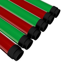 KastLite T8 LED/Fluorescent Light Tube Guard with End Caps - 46-3/8" Lamp Diffuser Covers & Safety Sleeves, Christmas Red/Green Protective Plastic Bulb Covering & Overhead Lighting Accessory, 12-Pack