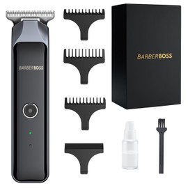 Barberboss Men's Trimming Kit: Beard and Hair Clipper Set with 4 Guide Combs, Wireless Haircut Clippers for Men, All-in-One Men's Hair Grooming Kit