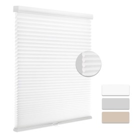 MYshade Cordless Cellular Window Shades Light Filtering Blinds for Indoor Windows 1.5 inch Honeycomb Cell Sheer Fabric Accordion Pull Down Blinds Easy Lift Easy to Install, Size 24" W X 72" H (White)
