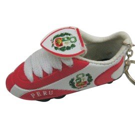 Football Soccer Futbol Mini Shoe KeyChains KeyRings - Americas (1-Pack, Country: Peru)