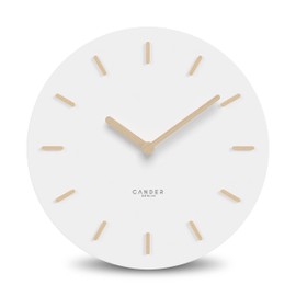 Cander Berlin MNU 2530 F Wall Clock Silent without Ticking 30 cm Wooden Hands Modern Vintage Living Room White Analogue MDF