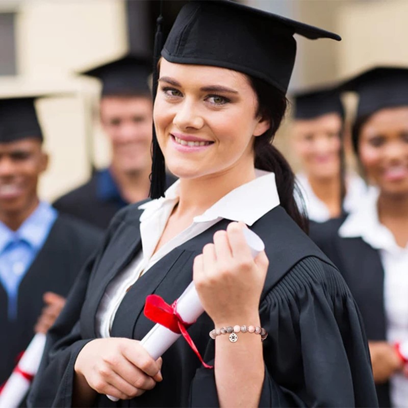GBTBYS Graduation Gifts, Natural Stone Compass Bracelets, The Adventure Begins