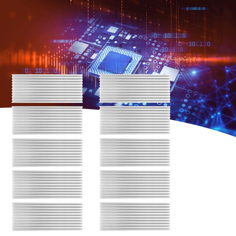 10pcs Aluminium Heatsink, 40 x 8 x 100 mm Radiator