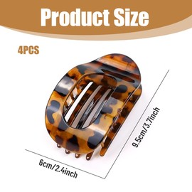 SGERUFZ 4 Stück Flache Haarklammern, Flat Claw Clip für Damen, Runde Lay Down Haarklammer, Für dickes und dünnes Haar, Bequeme