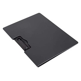 File Cover Folder Clipboard, Profile Clip File Folder, 360 Degree Flip Writing Pad, PP File Clipboard for A4 and Letter Size Business, Office, School Papers - Vertical, Black