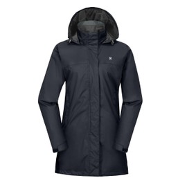 Little Donkey Andy Women's Waterproof Rain Jacket Outdoor Trench Raincoat with Hood Lightweight rain Shell for Hiking, Travel Black XL