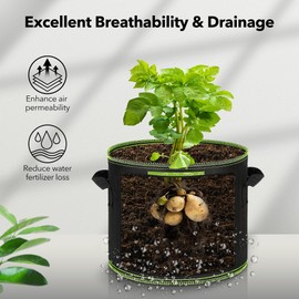 BN-LINK BN-LINK 5-Pack 5 Grow Bags 300G Thickened Nonwoven Plant Fabric Pots with HandlesGrow Pots, Garden Plant Bags, Heavy Duty Plant Grow Bags Fruits, Vegetables and Flowers