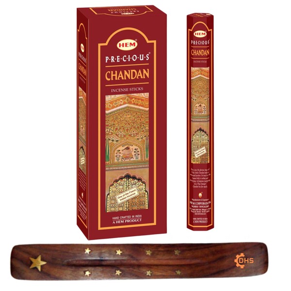 HEM Precious Chandan Incense Sticks with DHS stick holder for