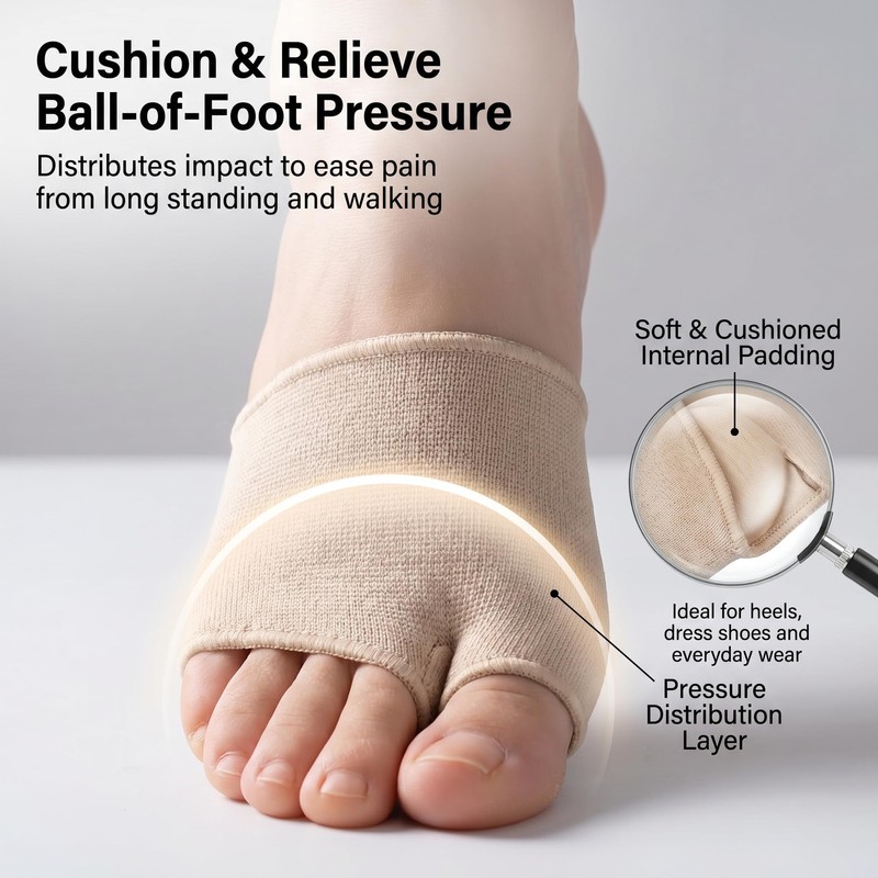 Metatarsal Pads, Ball of Foot Cushions, L Size, Skin Color,