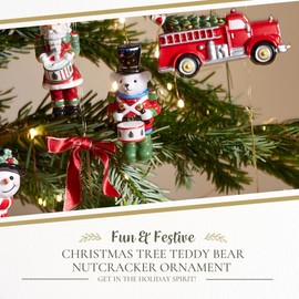 Spode Christmas Tree Teddy Bear Nutcracker Ornament - Festive Decoration, Novelty Bauble for Seasonal Decor - Ideal Holiday Keepsake Ornament for Christmas - Collectible Ornament for Home Decoration