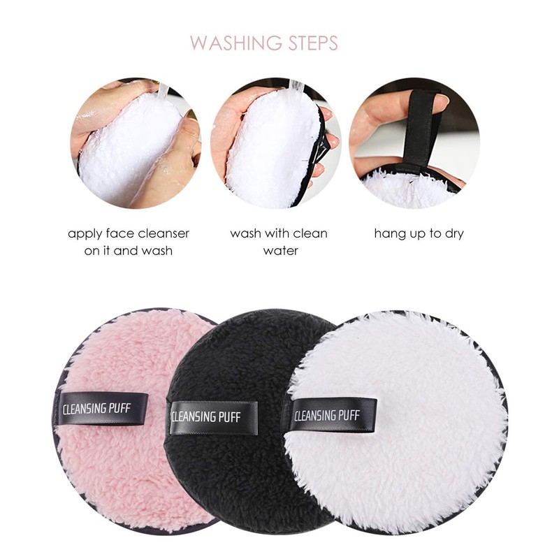 Frcolor 3pcs Double-Side Foundation Cosmetic Powder Puff Cloth Towels Washable