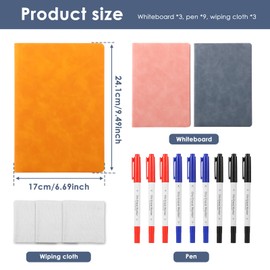 Fxvhojq 3 Pcs Whiteboard Notebook With PU Leather Cover Reusable Versatile Dry Erase White Board Book for Meeting Business Office School