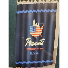 Franco Peanuts Snoopy USA Patriotic American Flag Navy Blue Fabric Shower Curtain