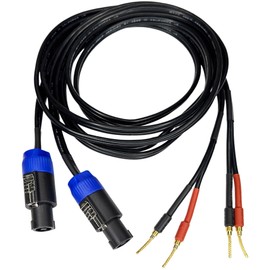 CESS-276-6f Braided-Type Pin Banana Plug to Speakon Speaker Cable, Secure Contact with Spring Clips, Super Soft Silicone 12 Gauge Wires (6 Feet)