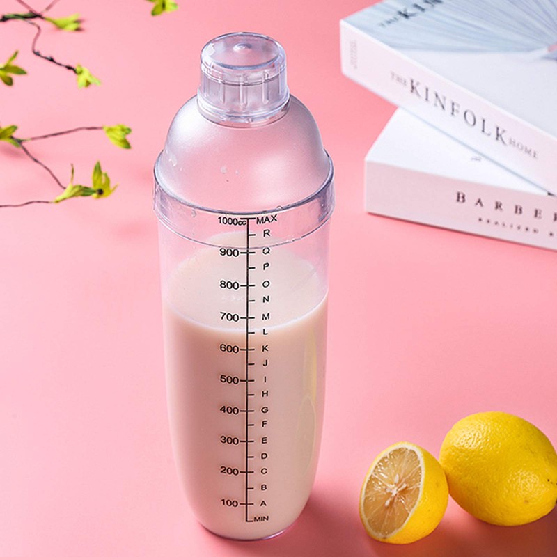 FEOOWV 2 Pcs Plastic Cocktail Shaker,Drink Mixer Hand Shaker Cup