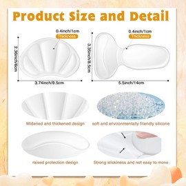 Geyoga 8 Pairs Adhesive Heel Cushion Pads for Too Loose Big Boots Cuttable Reusable Back of Heel Shoe Pads Grips Inserts for Women Men Anti Blister Shoe Guards Liners for Improving Fit (Clear)