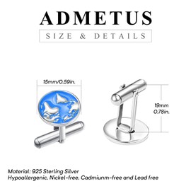 Blue World Cufflinks Sterling Silver Earth Cufflinks Blue World Map Cufflinks World Cuff Links Tuxedo Shirt Cufflinks for Explorer Mens Jewelry Gifts for Men