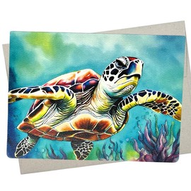 Whitman and Daughter Green Sea Turtle Birthday Card (1 Premium Card, 5X7 Inch) turtle marine animal note card blank for every occasion like vacation thank you, miss you, get well - 774