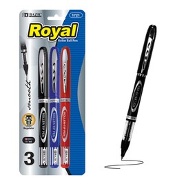 BAZIC Forza Asst. Color Needle Tip Gel Pen with Metal Clip (3 Per Pack) (1721-12P)