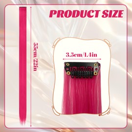 ARWIG Clip in Hair Extensions, 22 Inch Real Hair Extensions, Straight Hair Extensions, Rose Red, Pack of 10