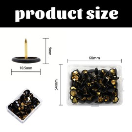 Aiweijia 100Pcs Decorative Flat Push Pin, Plastic Roundness Head Thumbtack, Thumb Tacks for School, Office, Map, Photo Wall, Cork Board Bulletin Board Black