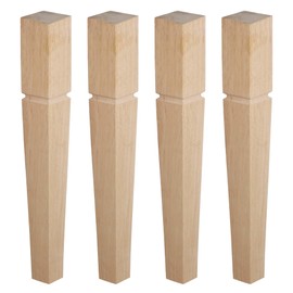 30 Inch Square Unfinished Oak Furniture Legs - Heavy Duty Mid Century Tall Wooden Legs Set of 4 for Tables, Bench, Ottomans - with Installation Hardware (Natural)