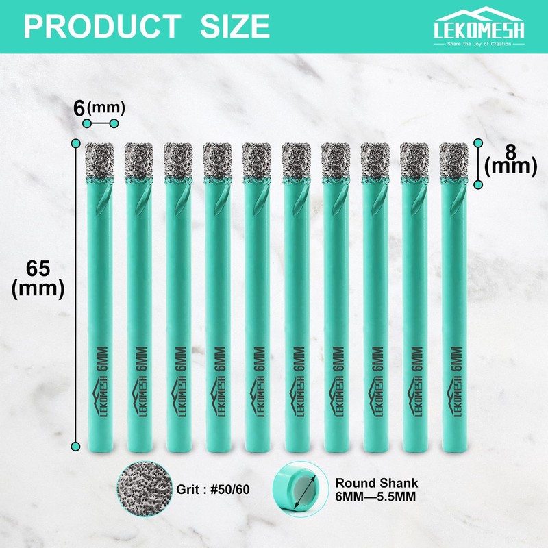 LEKOMESH Diamond Core Drill Bits Tile Hole Saw Cutter 10pcs
