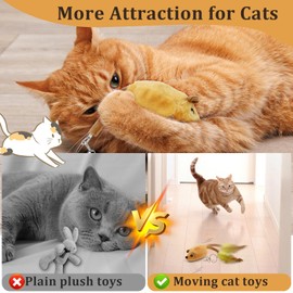 ROTKUSZ Magic Mouse, Magic Mouse Cat, Cat Toy, Electric Toy Mouse with Feather Tail, Cat Toy Mice Electric with LED Light