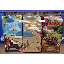Generic Barissimo Coffee Naturally & Artificially Flavored Chocolate Coconut, Summer Blend, Cherry 12oz 340g (Three Bags)