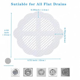 Disposable Hair Drain Catcher 50Pack - Easy to Clean, No More Clogging with Drain Buddy Mesh Stickers -Ardicema (Round)