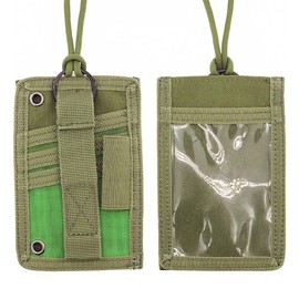 Sarini Tactical ID Card Holder - Holder with Detachable Neck Strap and Key Ring for ID Tags - Versatile Name Card Holder for Military, Security, and Professional Use (Army Green)