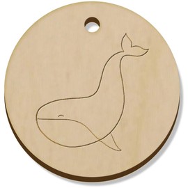 Azeeda 11 x 34mm 'Happy Whale' Wooden Pendants/Charms (PN00069658)