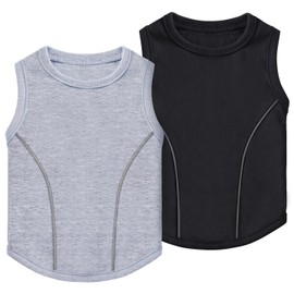 Idepet 2 Pack Dog Shirts with Reflective Strip Soft Breathable Sleeveless Pet T-Shirts for Small Medium Dogs & Cats Waterproof Puppy Vest Cute Lightweight Summer Wear Clothes(Black&Gray,Small)