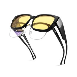 Pro Acme Polarised Men's Sunglasses, Oversized Space Over Glasses Shades for Men Women Wrap Around UV Protection, A5-Black|Yellow